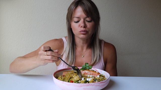 Summery Salmon Piccata W/ Veggie Orzo, Feta + Brown Butter Lemon Basil Vinaigrette!