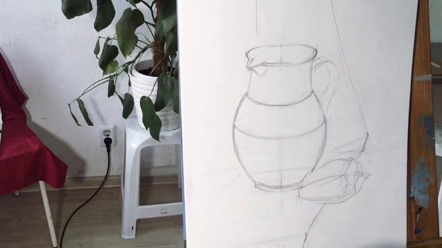 Построение натюрморта | Этап 1 | простые карандаши | Кувшин и перец как нарисовать | Академ?) смотреть онлайн