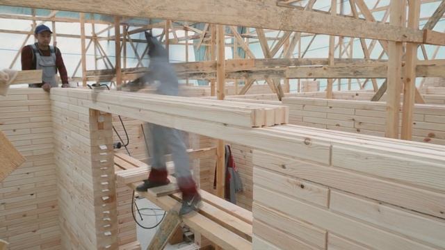 Timelapse сторительства дома из деревянных кирпичей Wood Brick смотреть онлайн
