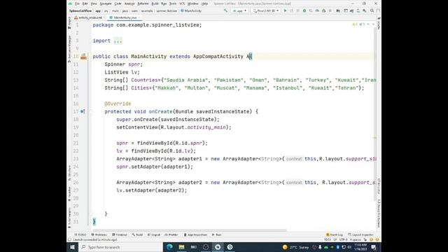 Android Programming - Lesson 4 - Use of Spinner and ListView with Event Handling смотреть онлайн