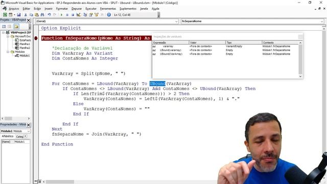 SPLIT - UBOUND - LBOUND | Respondendo Alunos com VBA - Episódio 03 смотреть онлайн