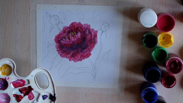 Рисуем пион гуашью смотреть онлайн