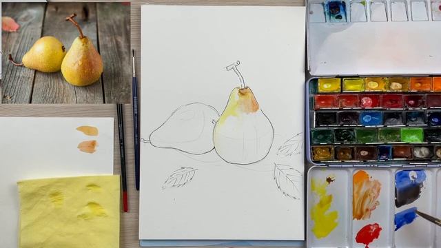 Как нарисовать груши акварелью смотреть онлайн