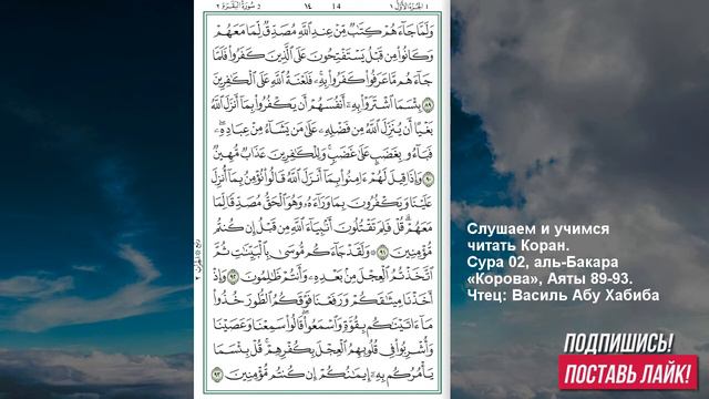 Коран. Сура аль Бакара 89 -93 аят смотреть онлайн