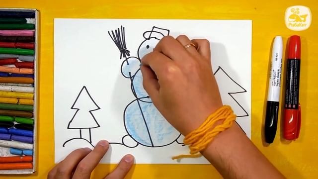 Как нарисовать Снеговика. Урок рисования для детей от 3 лет | Раскраска для детей смотреть онлайн
