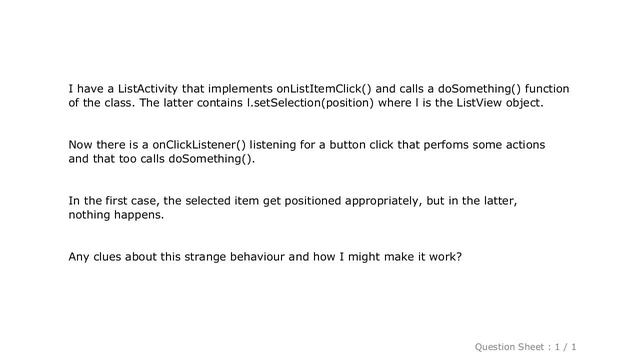 Android : Android ListView setSelection() does not seem to work смотреть онлайн
