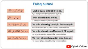 Falaq surasini yod olamiz! Аль-Фаляк. Al-Falaq.