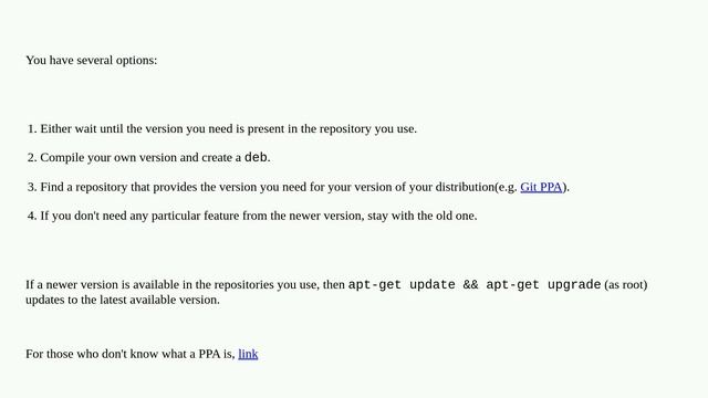 How can I update to a newer version of Git using apt-get? смотреть онлайн