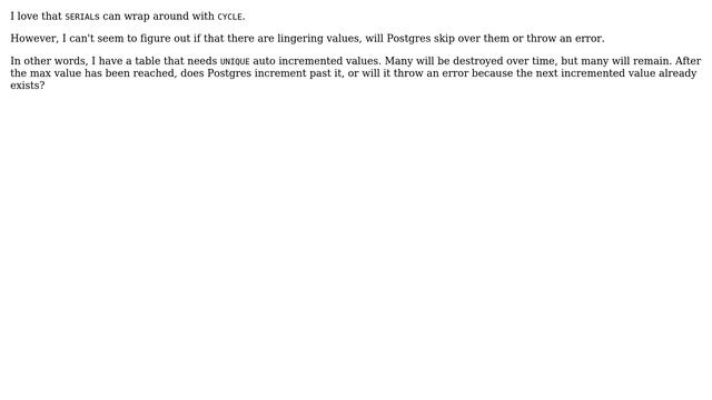Databases: Postgres CYCLE and existing values смотреть онлайн