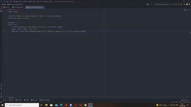 Learn Python Binary Search Algorithm example. HiLo Part 3 смотреть онлайн