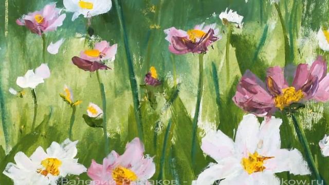 Цветочная поляна нежных цветов - красивые полевые цветы. Поляна цветов. смотреть онлайн