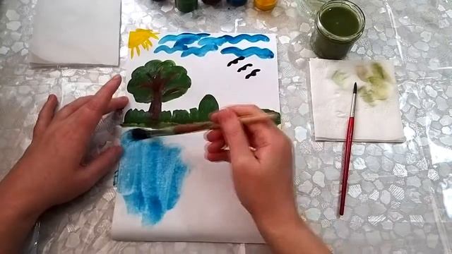 Занятие по рисованию "Монотипия отражения в воде" #1368 смотреть онлайн