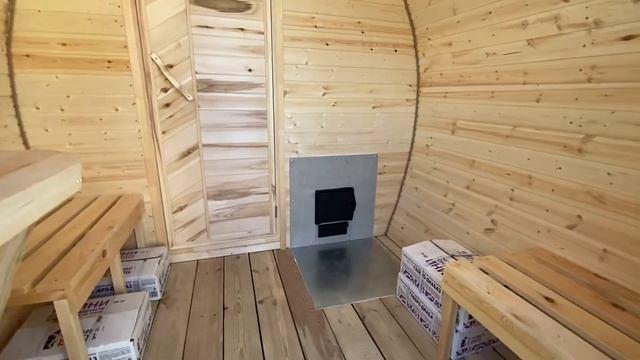 Баня - бочка от Иваныча 4 метра из сосны с торцевым входом и топкой в комнате отдыха. смотреть онлайн