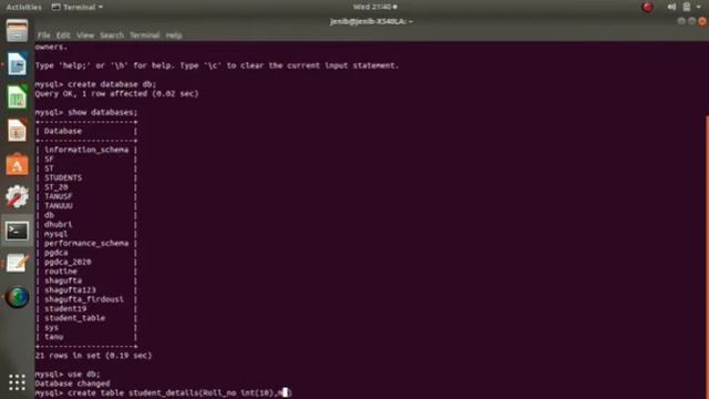 #11 creating and Inserting values in MySQL/ create table/insert into table/use database смотреть онлайн