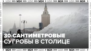 В Москве зафиксировали 30-сантиметровые сугробы - Москва 24