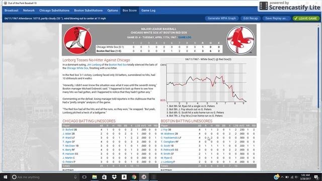 Out of the Park Baseball 18: Jim Lonborg Throws a No-Hitter in 1967 Opener смотреть онлайн