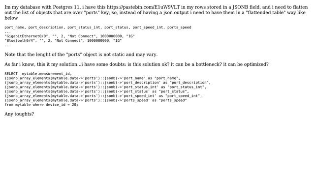 Databases: PostgreSQL - Flatten nested JSONB object array смотреть онлайн