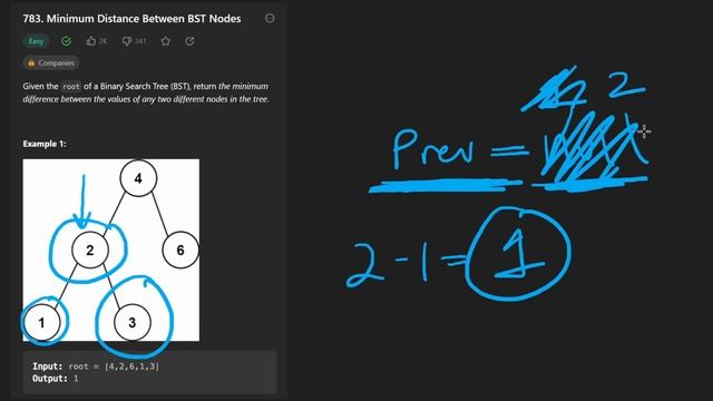 Minimum Distance between BST Nodes - Leetcode 783 - Python смотреть онлайн