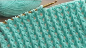 Простейший тунисский узор крючком: всего 2 ряда, а какая красота!