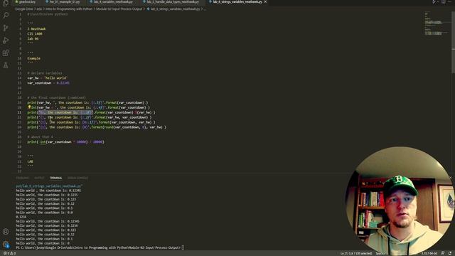 Intro to Python - Lab 06 - formatting variable outputs смотреть онлайн