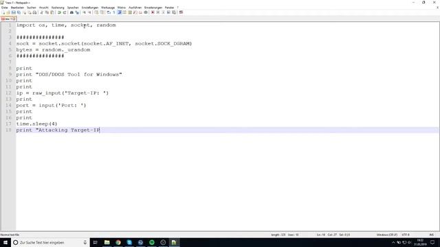 DOS/DDOS Script für Windows mit Python2 смотреть онлайн