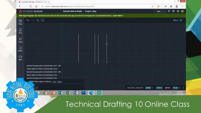 Technical Drafting 10 - Offset Command in Web AutoCAD смотреть онлайн