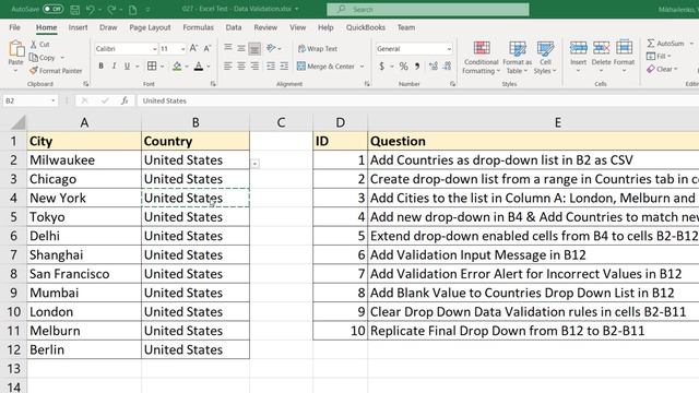 Excel Test for Job Interview: Data Validation Questions and Answers смотреть онлайн