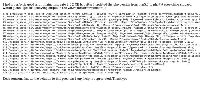 Magento: Problem with magento 2.0.2 CE after upgrading to php7.0 смотреть онлайн
