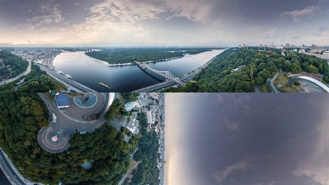 360° КРУГОВАЯ ПАНОРАМА над Аркой Дружбы народов! Вечерний Киев. УКРАИНА смотреть онлайн