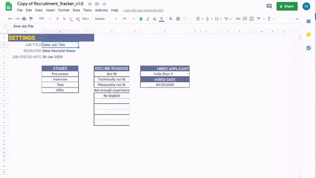 Recruitment tracker (ATS) в Google Таблице и Excel смотреть онлайн