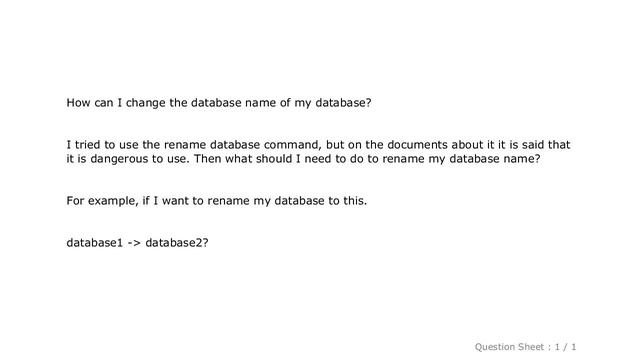 MySQL : How do I change the database name using MySQL? смотреть онлайн