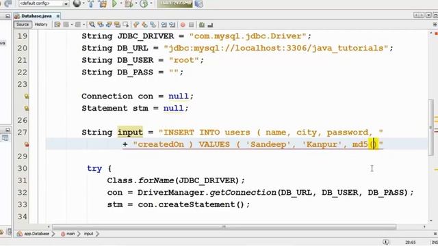 Java MySQL Database Tutorial - 4 - How To Insert Data Into Table - Hindi смотреть онлайн