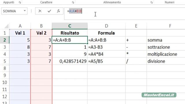 MasterExcel.it - Tutorial: i Calcoli con Excel parte 1 | Somma Sottrazione Moltiplicazione Division смотреть онлайн