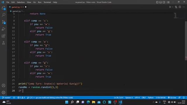 Snake water gun Game in python | Project for Beginners | #programming #python смотреть онлайн