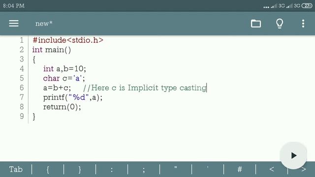 Write a program for show Implicit type casting char to int смотреть онлайн