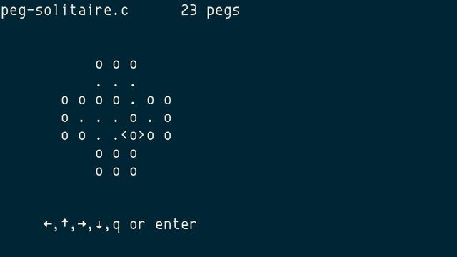 peg-solitaire.c, peg solitaire in terminal смотреть онлайн