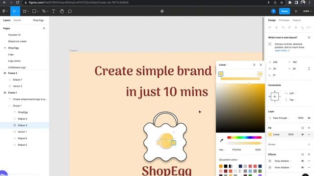 Shop Eggs | Simple Brand Logo Creation Using Figma | Design Figma Tutorial for beginners смотреть онлайн