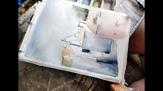 Городской скетч "Парижский дворик" смотреть онлайн