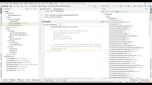 Adding SHA1 fingerprint to firebase | Android Studio | Kotlin | смотреть онлайн