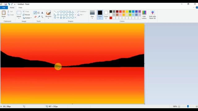 How to draw in computer| Scenery drawing | ms paint tutorial | Microsoft paint | MS Paint scenery смотреть онлайн