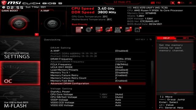 AMD Ryzen 9 5950X Bios Settings | MSI X570 Unify Motherboard смотреть онлайн