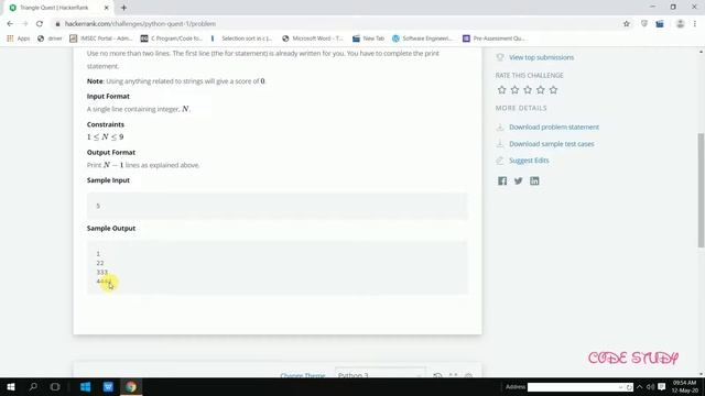 Triangle Quest | Hackerrank solution | Python | In Hindi смотреть онлайн