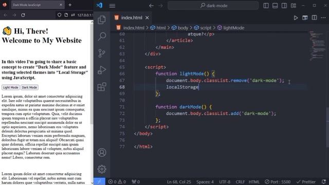 How To Create Dark Mode Feature With Local Storage Using JavaScript #html #css #javascript смотреть онлайн