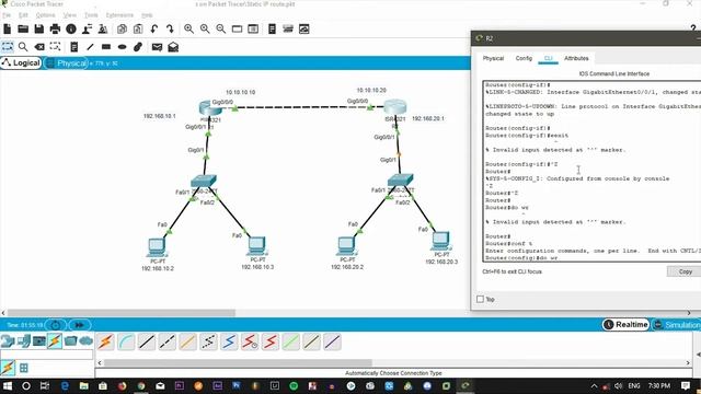 Static Routing Configuration - Cisco Packet Tracer смотреть онлайн