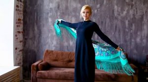 Многоцветный платок из уплотненной шерстяной ткани с шелковой бахромой "Времена года. Весна", вид 11