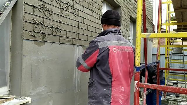 Кирпич на фасад из смеси. Фагот своими руками. Мариуполь. Кирпич через трафарет смотреть онлайн