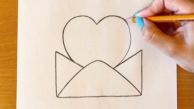 Как Нарисовать Конверт С Сердечком Очень Легко | Простые Рисунки Карандашом | смотреть онлайн