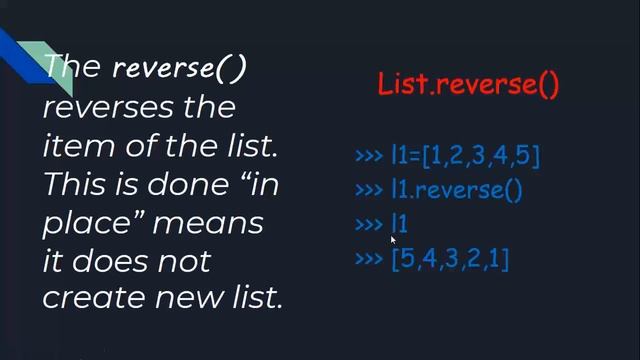 List methods in python | reverse a list in python | reverse function | reverse in python | reverse( смотреть онлайн