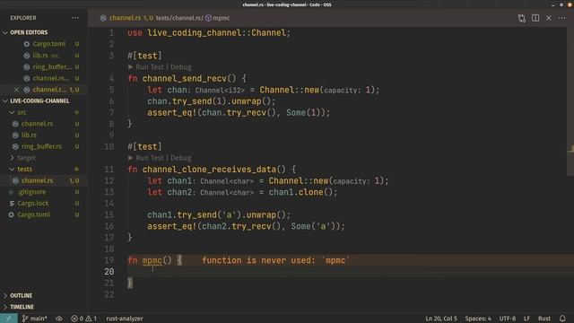 Live coding a channel in Rust смотреть онлайн