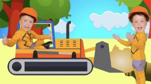 Экскаватор и Синий трактор  по полям Детские песенки .mp4